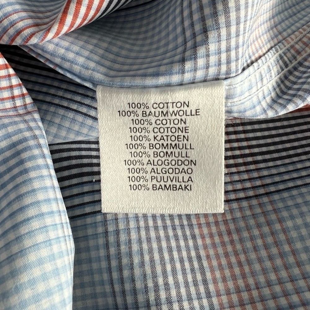 Burberry Blue and Red Plaid Dress Shirt With Double French Cuffs - Picture 8 of 8